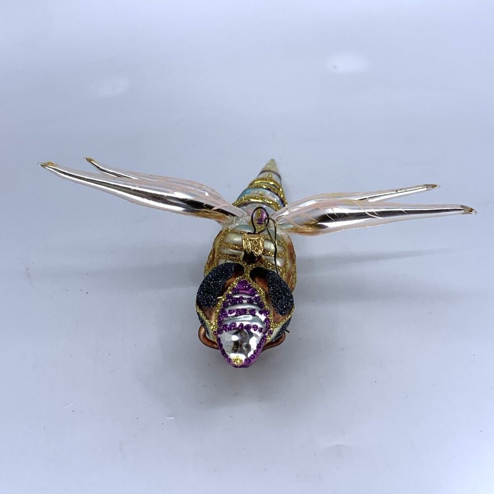 Whitehurst Flying Bug Hand Blown Fantasy Glass Ornament Large 7" Boxed Imports - Picture 6 of 10